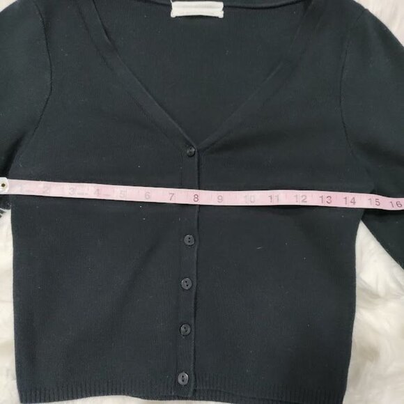 Urban Outfitters Black Cropped Cotton Blend Cardigan L - Picture 5 of 11